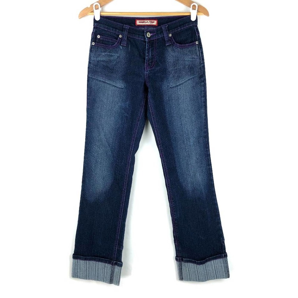 Vanilla Star Jeans Bootcut Cuffed Dark Blue 7